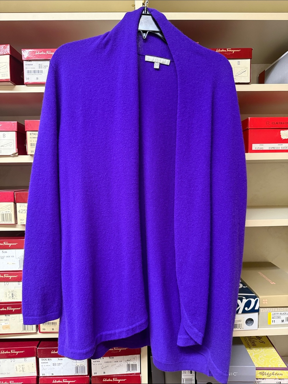 Neiman Marcus Purple cashmere basic open cardigan